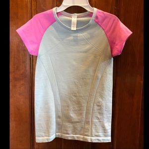 Ivivva Fly Tech Short Sleeve Blue and Pink